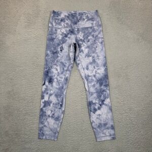 Lululemon Wunder Under High Rise Leggings 8 Blue White Tie Dye Marble Yoga Pants